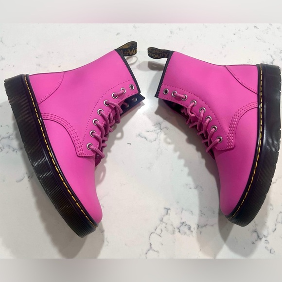Dr. Martens Women’s ZAVALA Leather Lace Up Thrift Pink Combat Boots New - Picture 5 of 16